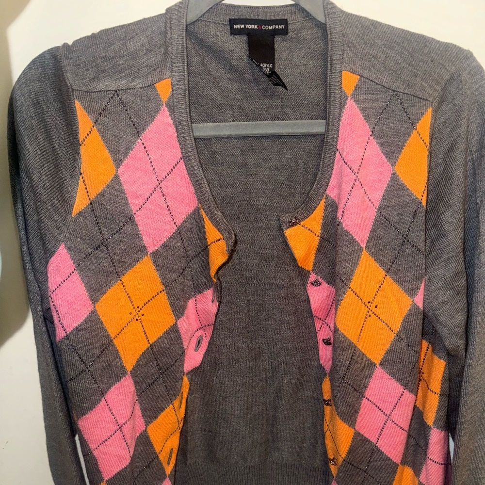 New York and company argyle cardigan